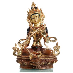 Saraswati 21,5 cm teil-feuervergoldet Buddha Statue