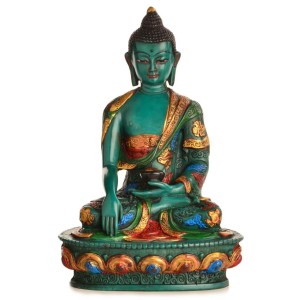 Akshobhya / Shakyamuni 20 cm Buddha Statue Resin türkis - bemalt