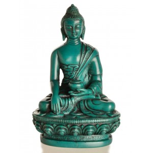 Akshobhya / Shakyamuni 11,5 cm Buddha Statue Resin türkis