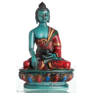 Akshobhya  / Shakyamuni 11,5 cm Buddha Statue Resin türkis bemalt