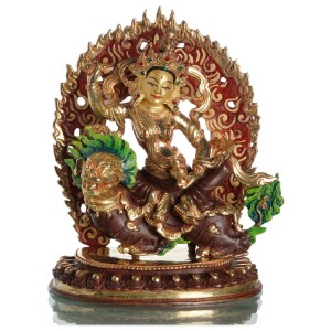 Tsheringma Buddha Statue 21,5 cm teilfeuervergoldet