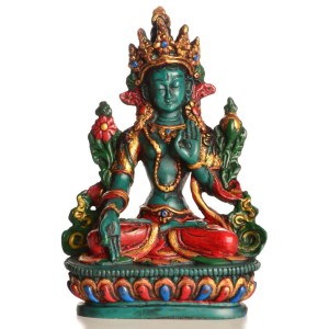 Weiße Tara Statue 15 cm Resin türkis bemalt