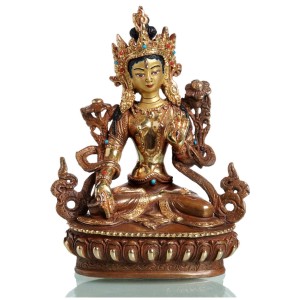 Weiße Tara 17 cm teilfeuervergoldet Buddha Statue