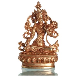 Weiße Tara Statue 9,5 cm  vollfeuervergoldet