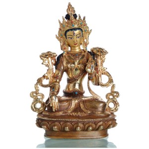 Weiße Tara Statue 23 cm feuervergoldet 2