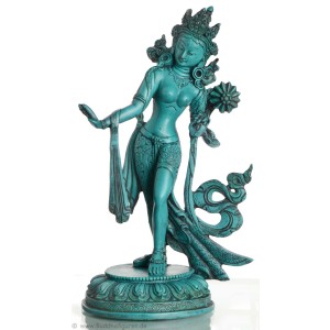 Weiße Tara stehend 38 cm Resin türkis