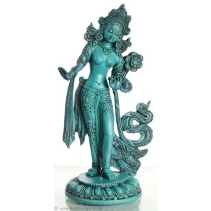 Weiße Tara stehend 29,5 cm Resin türkis