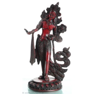 Weiße Tara stehend 38 cm Resin rotbraun