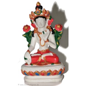 Weiße Tara Statue 10 cm Resin weiß bemalt