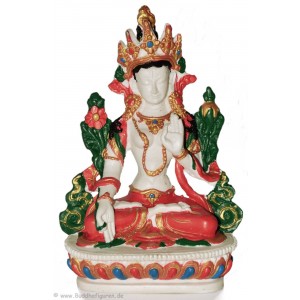 Weiße Tara Statue 15,5 cm Resin weiß bemalt