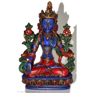 Weiße Tara Statue 20 cm Resin blau bemalt