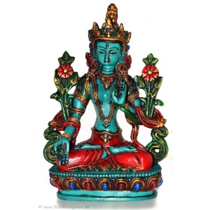 Weiße Tara Statue 20 cm Resin türkis bemalt