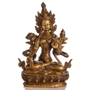 Weiße Tara Statue 9,5 cm  vollfeuervergoldet