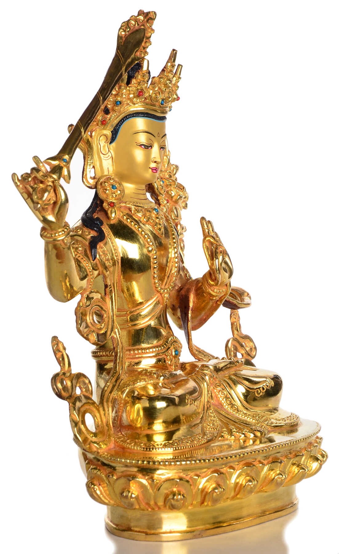 Manjushri Statue vollfeuervergoldet 21,5 cm Premiumqualität kaufen