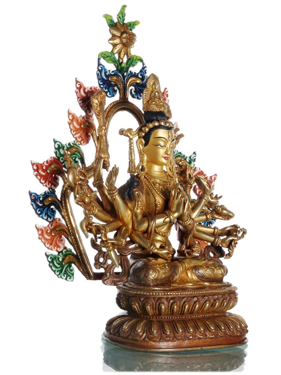 Cundi Avalokiteshvara 29 cm feuervergoldet Buddha Statue