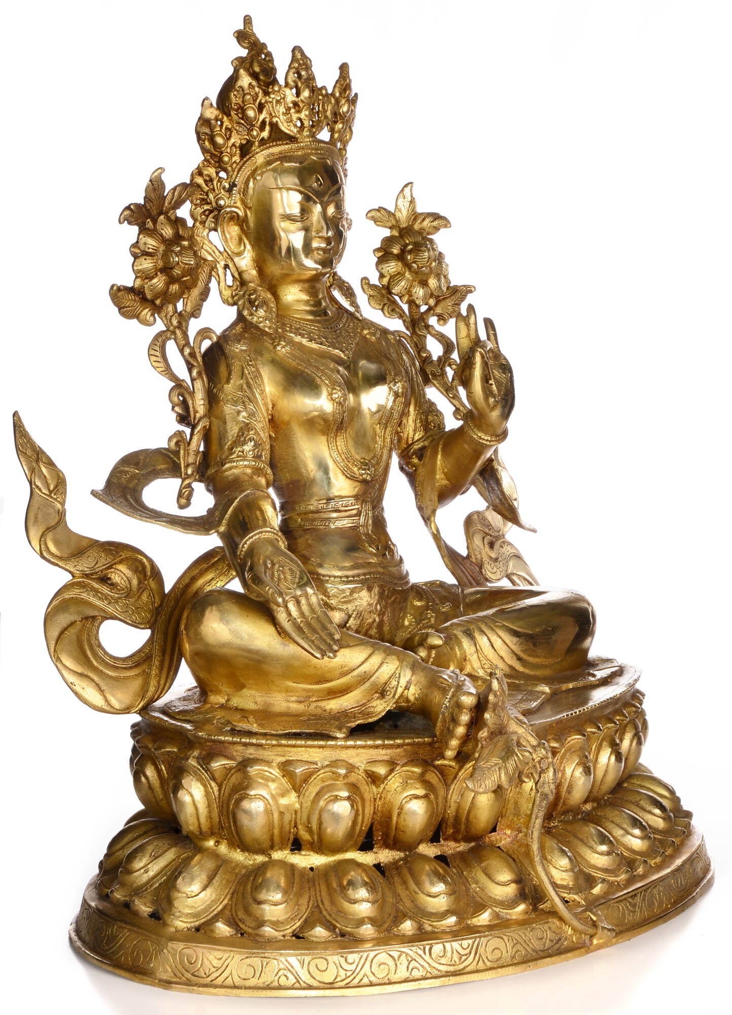 Exotic India Grüne Tara Göttin Statue – Kleine Messingfigur Für Altar & Meditation