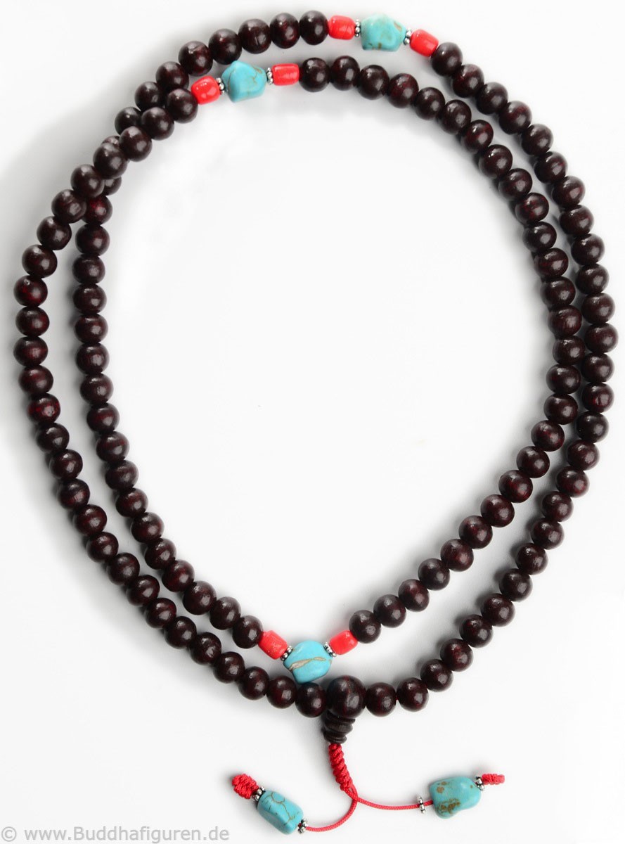 Mala aus Rosenholz mit Türkisen