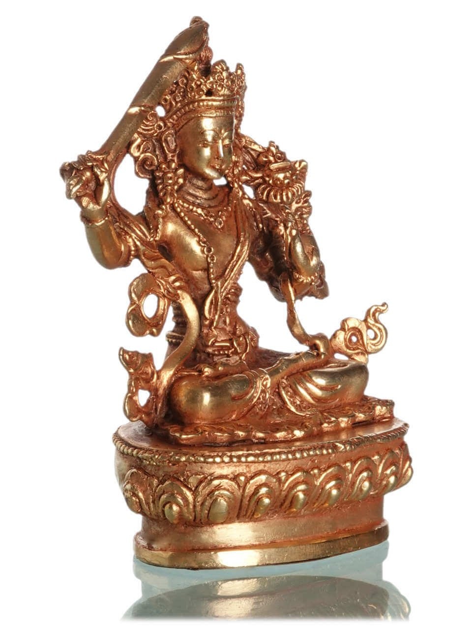 Manjushri 9 cm Statue vollvergoldet