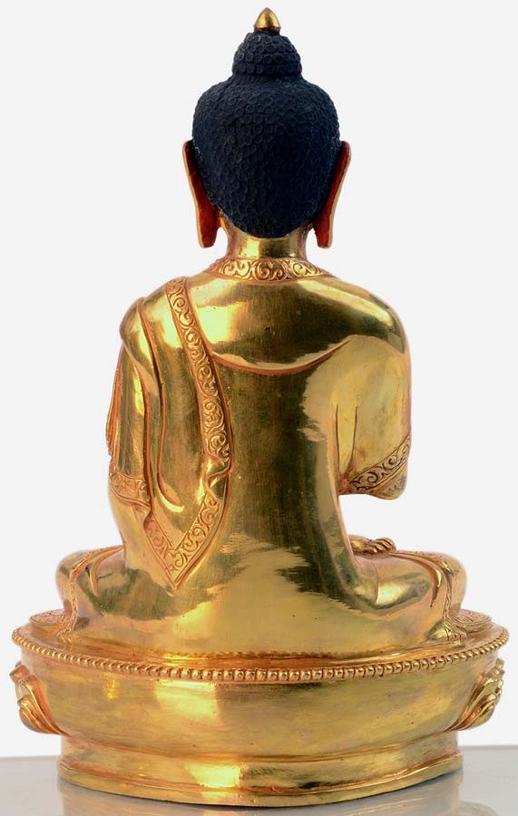 Amoghasiddhi 20 cm voll feuervergoldet Buddha Statue