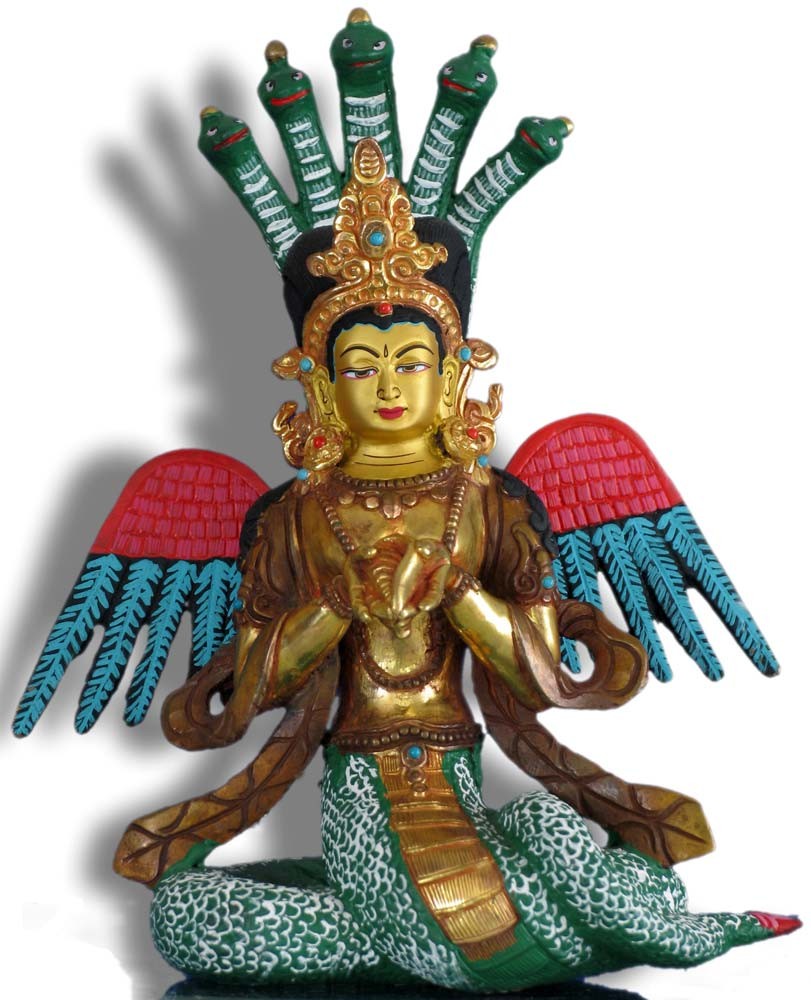 Naga Kanya 23 cm teilfeuervergoldet und bemalt