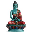 Amitabha Buddha Statue Resin 11,5 cm türkis bemalt