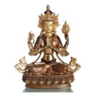 Avalokiteshvara Chenrezig 33 cm teilfeuervergoldet Buddha Statue