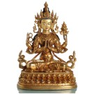 Avalokiteshvara Chenresig 33,5 cm vollvergoldet Buddha Statue