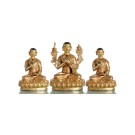 Tsongkhapa 3er Set vollfeuervergoldet 29,5 cm