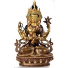 Avalokiteshvara Chenrezi 22 cm teil feuervergoldet Buddha Statue