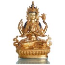 Avalokiteshvara Chenresig 22 cm vollvergoldet Buddha Statue 