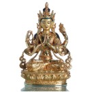 Avalokiteshvara - Chenresig 23 cm vollfeuervergoldet  Buddha Statue 2