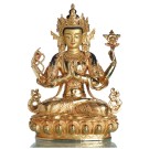 Avalokiteshvara - Chenresig 34 cm Buddha Statue vollfeuervergoldet