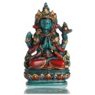 Avalokiteshvara - Chenresig Resin 9,5 cm türkis bemalt