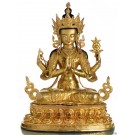 Avalokiteshvara Chenresig 47 cm vollvergoldet Buddha Statue