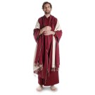 Meditationsschal Rohseide rot-weiß