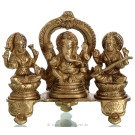 Ganesh Lakshmi Saraswati Statue aus Messing