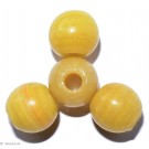  Glasperlen gelb 14mm - 4 Perlen