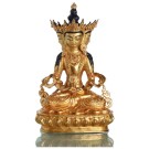 Maha-Vairocana 4köpfing 24cm feuervergoldet Buddha Statue