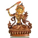 Manjushri 17 cm teil-feuervergoldet Buddha Statue