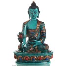 Medizinbuddha 20 cm Buddha Statue  bemalt türkis