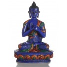 Vairocana Buddha Statue blau  20 cm Resin bemalt