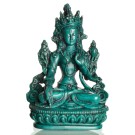 Weiße Tara Statue 15,5 cm Resin türkis