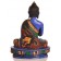 Amoghasiddhi Buddha Statue 13,5 cm Resin bemalt blau hinten
