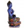 Amoghasiddhi Buddha Statue 13,5 cm Resin bemalt blau seite